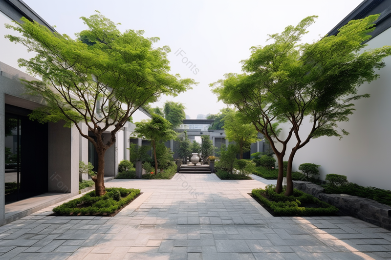 新中式别墅庭院绿化设计拍摄,高清,摄影图,摄影图片,图片大全,摄影图免费下载